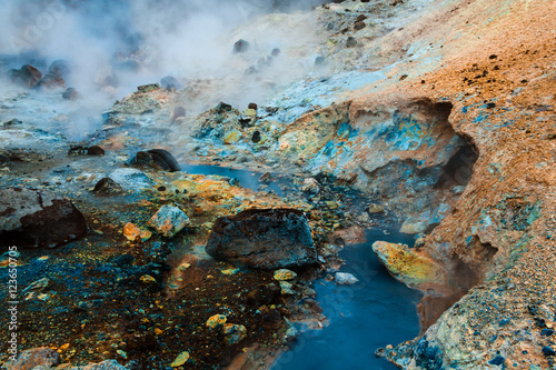 Blue hot stream in Iceland