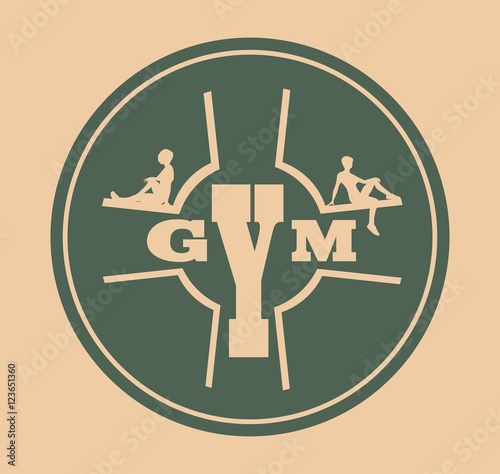 woman silhouette on rod pancake. Bodybuilding club emblem. Gym text