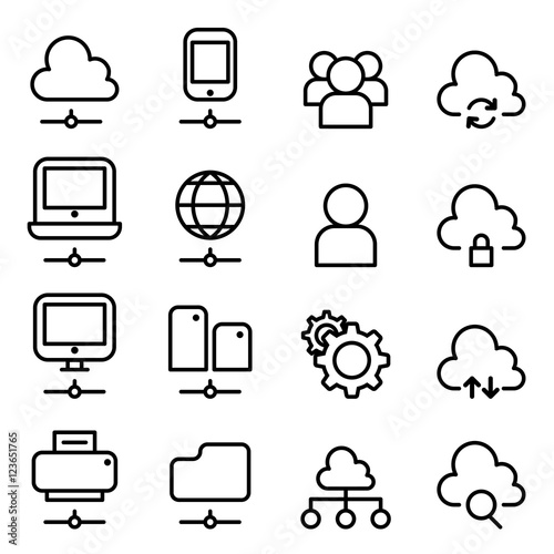 Cloud Computing Technology icon in thin line style