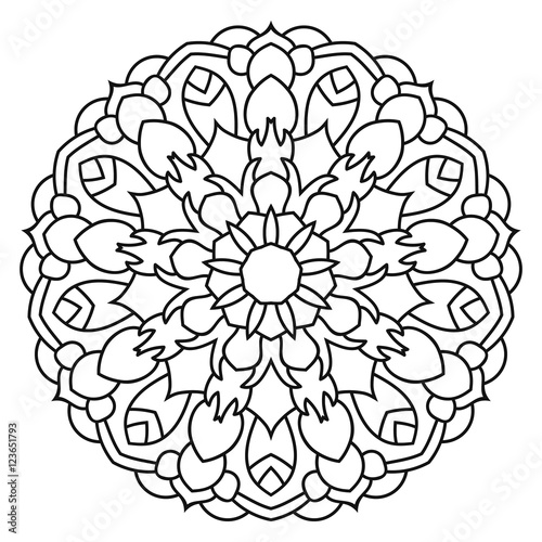 Eastern ethnic mandala. Round symmetrical pattern. Coloring