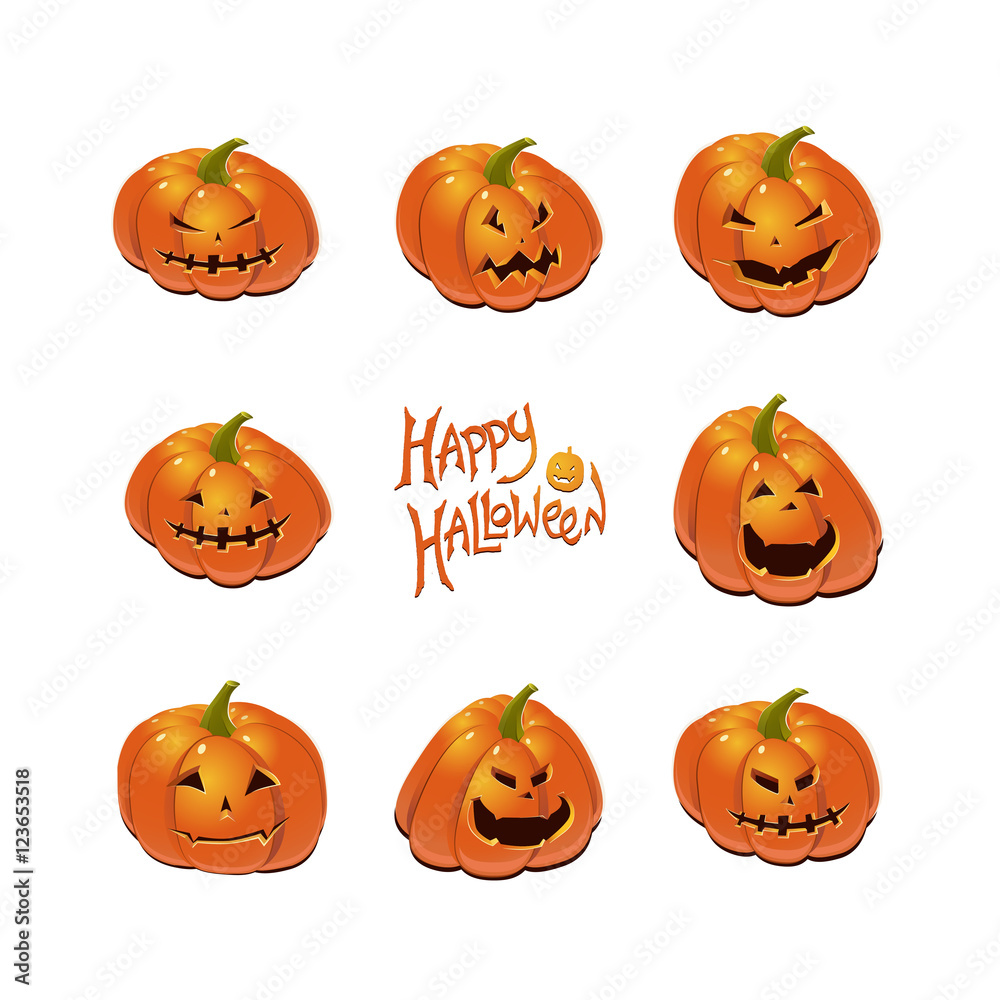 Halloween set with pumpkins Halloween set with pumpkins