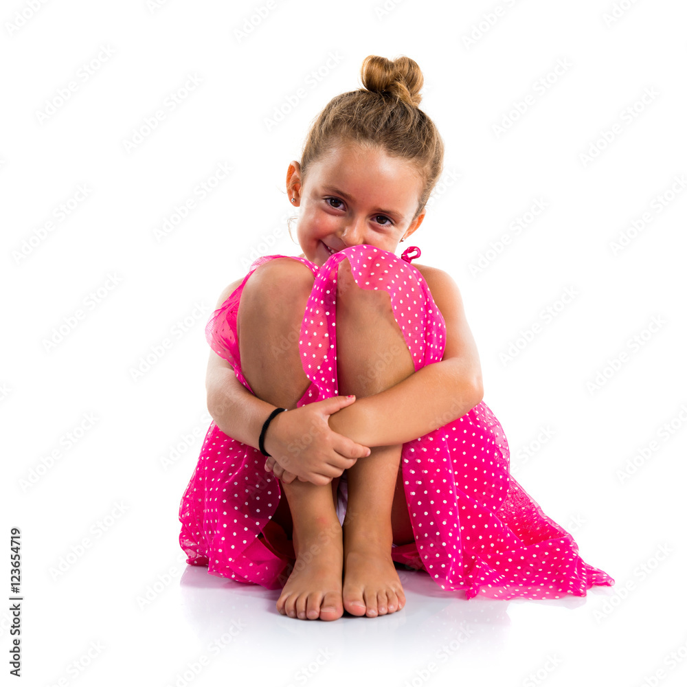 Little girl with pink dress