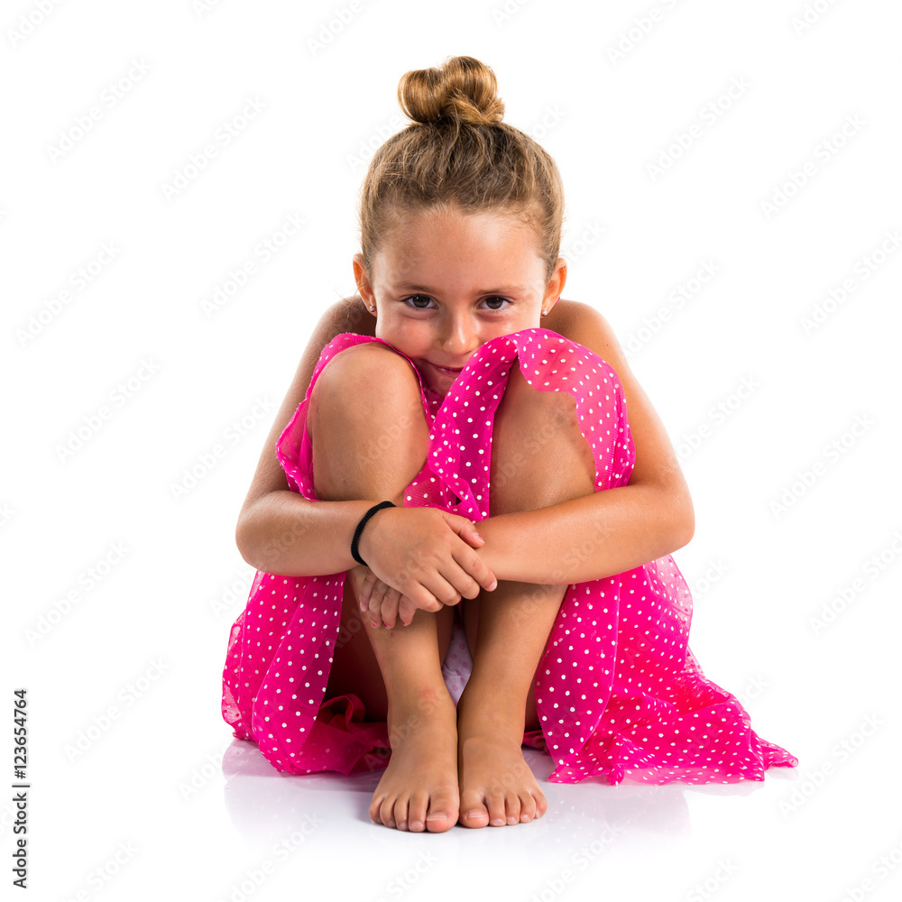 Little girl with pink dress Little girl with pink dress