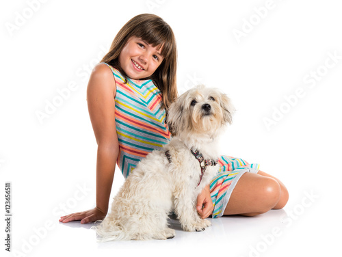 Young girl with his dog