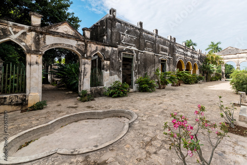 courtyard of abandoned Hacienda Yaxcopoil near Merida, Mexico photo