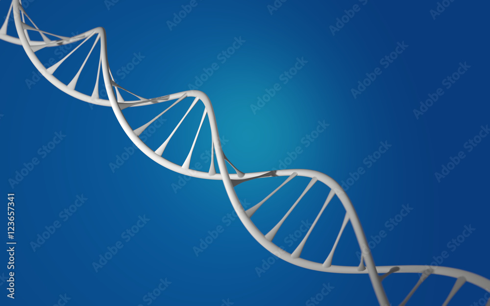 White DNA Double helix on blue background 6k resolution