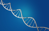 White DNA Double helix on blue background 6k resolution