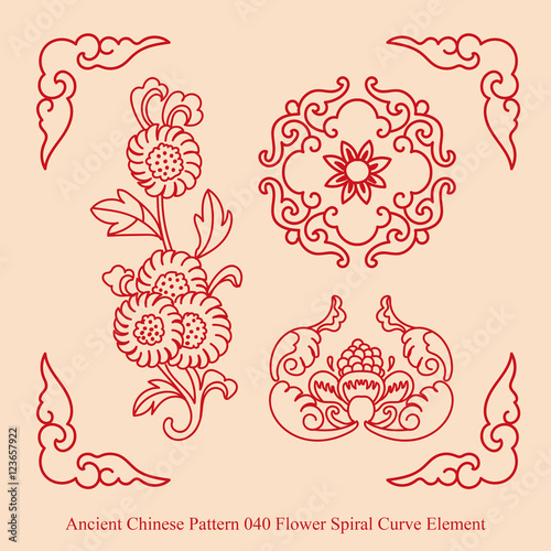 Ancient Chinese Pattern_040 Flower Spiral Curve Element
