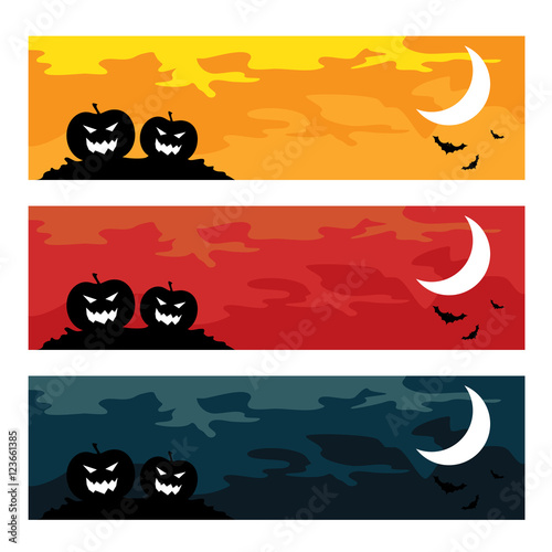 Halloween spooky banners, holiday concept