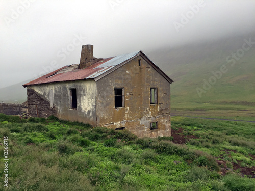 Vintage old abandoned Icelandic farmhouse exterior
