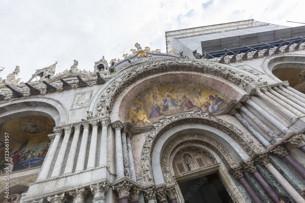 Detail of La basilica di San Marco in Venice, Italy