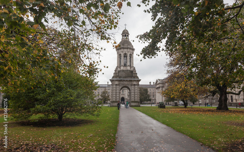 Rainy autumn day in the Park of Trinity College  Dublin  Ireland