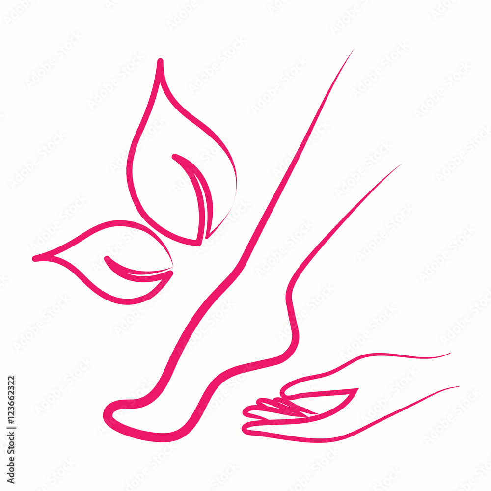 Φωτογραφία legs foot hand body skin care woman spa massage beauty salon vector pink thin li