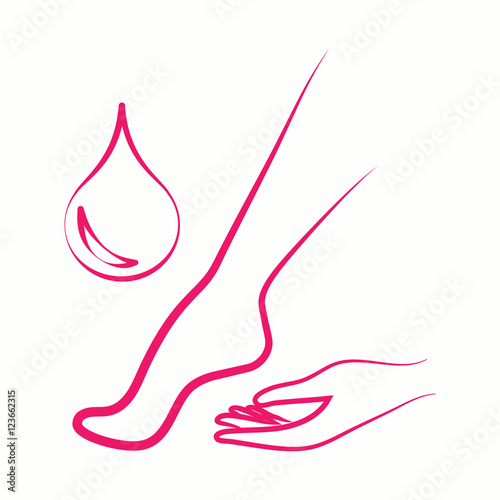 legs foot hand body skin care woman spa massage beauty salon vector pink thin line icon