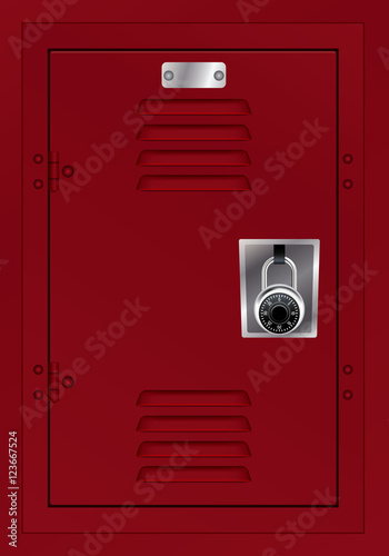 Red Locker and Combination Lock Illustration