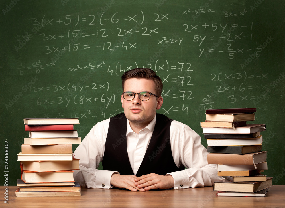 Math teacher at desk Math teacher at desk