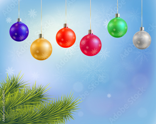 Christmas background with colorful balls