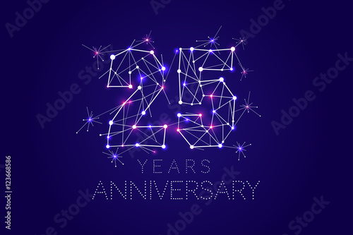 25 years Anniversary design. Abstract form with connected lines