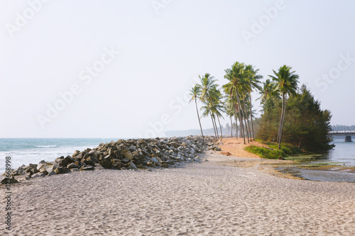Beautiful black beach in Varkala, Kerala, India