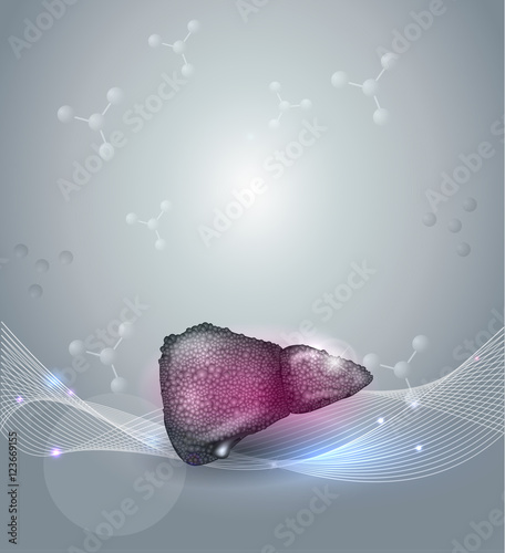 Cirrhosis of the Liver anatomy illustration, abstract scientific background
