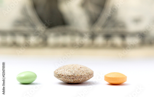 various pills, tablettes,capsules on whte background