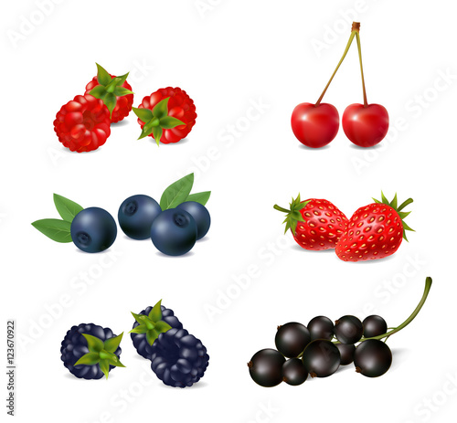 Set of ripe berries on a white background