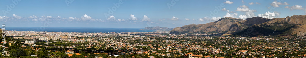 Panorama of Palermo, Sicily from Monte Caputo