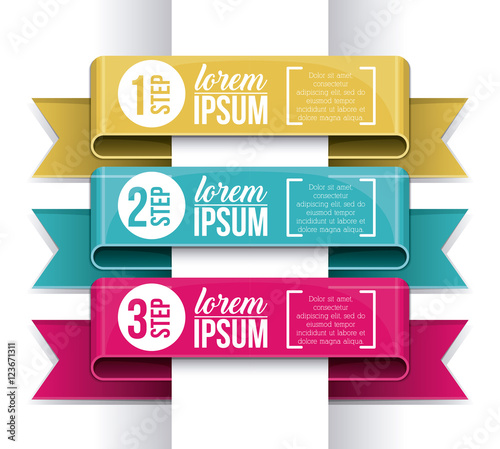 Steps and ribbons icon. Infographic data information and options theme. Colorful design. Vector illustration