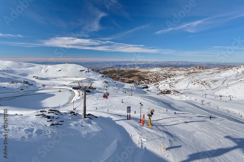 Mountain skiing and snowboarding - Pradollano, Sierra Nevada, Andalusia, Spain