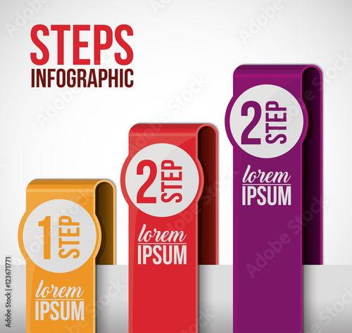 Steps icon. Infographic data information and options theme. Colorful design. Vector illustration