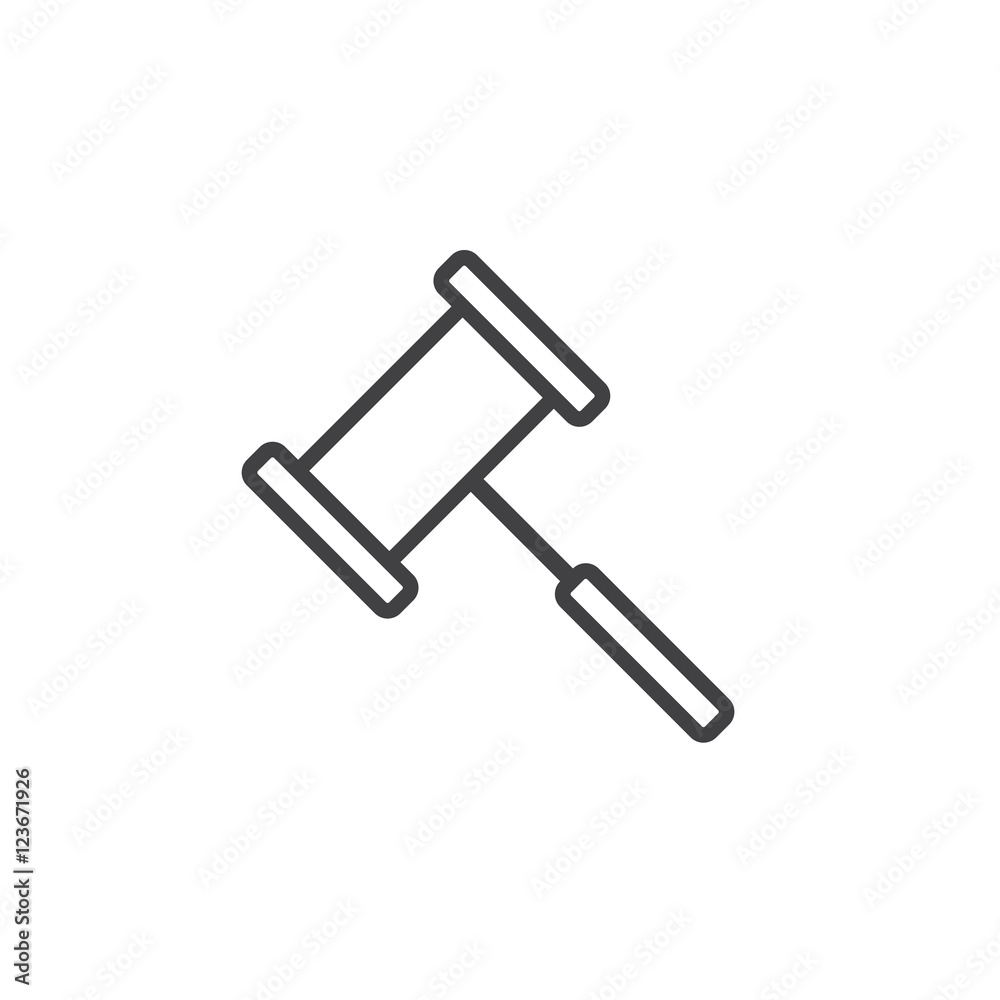Gavel line icon, Judge Hammer outline vector logo illustration, linear pictogram isolated on white Gavel line icon, Judge Hammer outline vector logo illustration, linear pictogram isolated on white