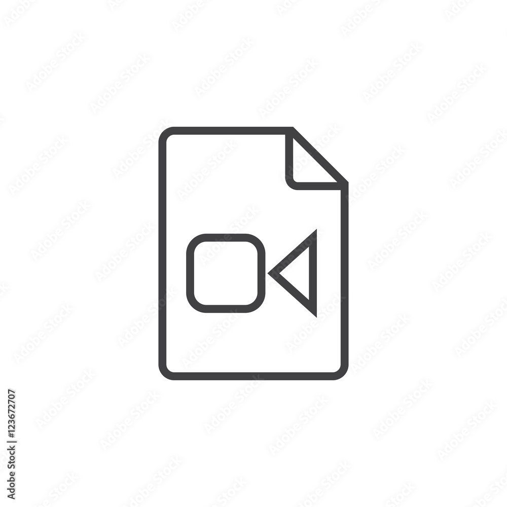 Video file line icon, outline vector logo illustration, linear pictogram isolated on white Video file line icon, outline vector logo illustration, linear pictogram isolated on white