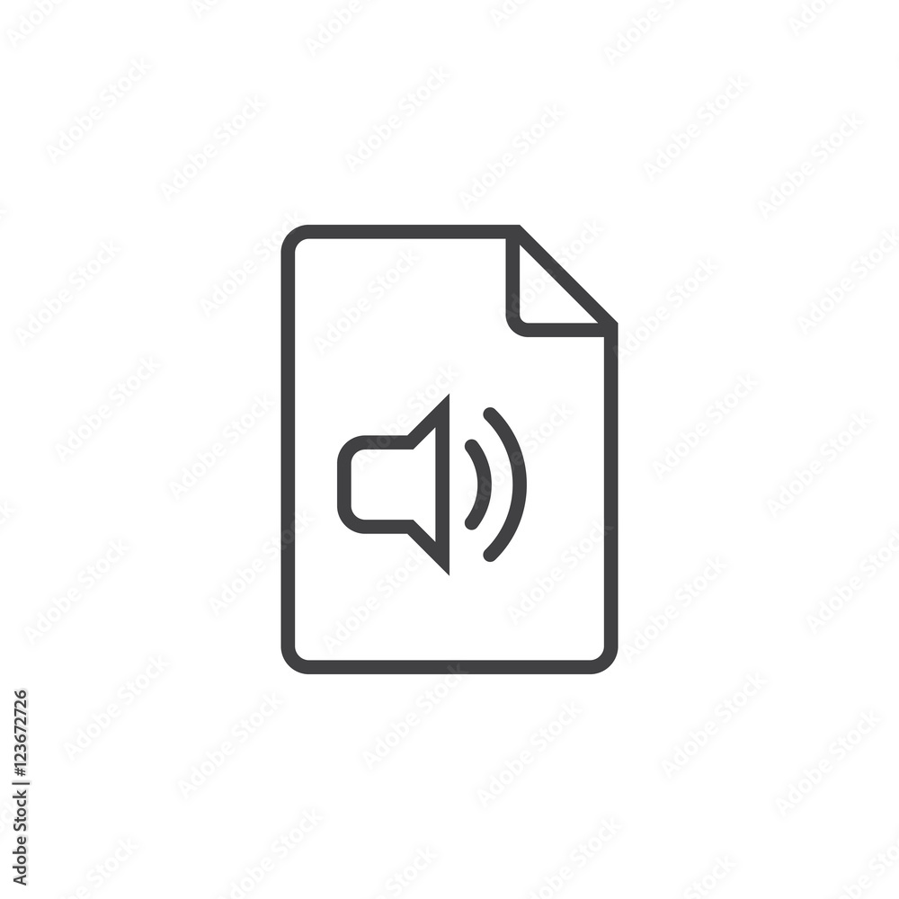 Audio file line icon, outline vector logo illustration, linear pictogram isolated on white Audio file line icon, outline vector logo illustration, linear pictogram isolated on white