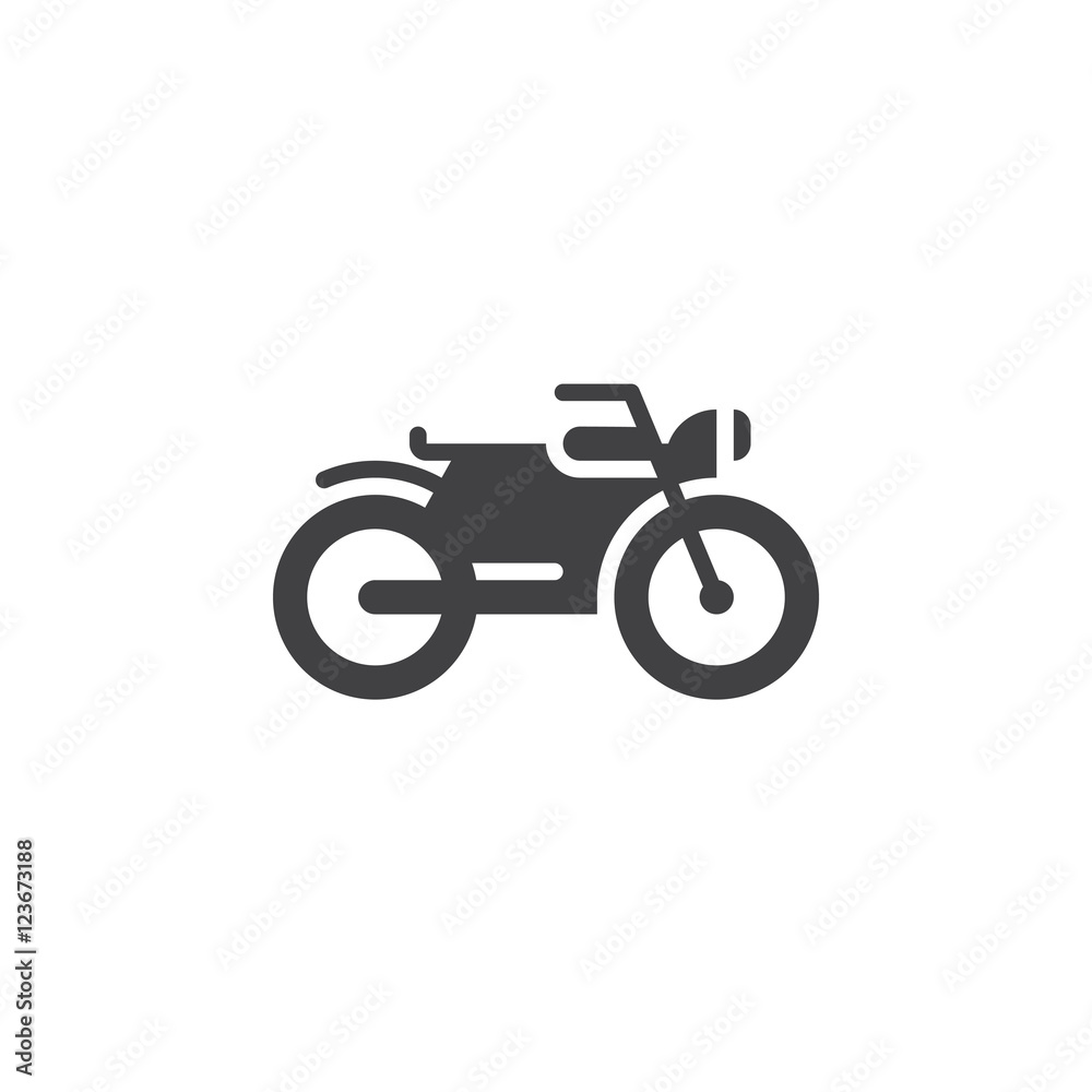 Motorcycle icon vector, motorbike solid logo illustration, pictogram isolated on white Motorcycle icon vector, motorbike solid logo illustration, pictogram isolated on white