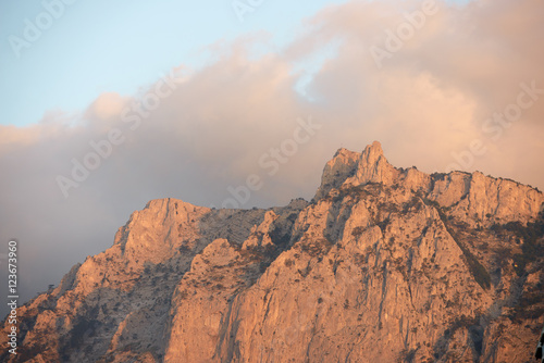 View of Ai-Petri Mountain pick from Gaspra location in Crimea, R