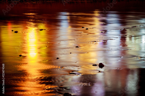 colorful lighting reflection in water