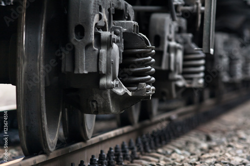 Canvas Print train wheels on rails