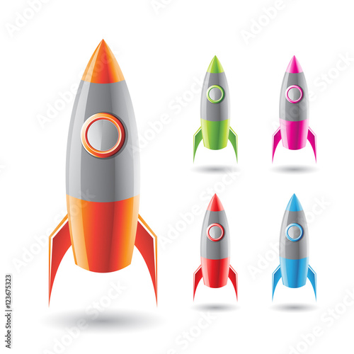 Colorful Rockets with Grey Bodies