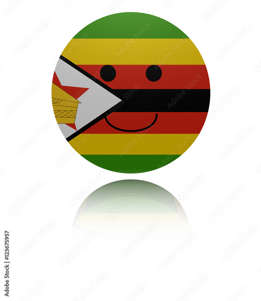 Zimbabwe happy icon with reflection illustration Zimbabwe happy icon with reflection illustration