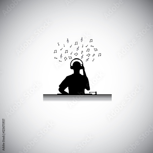 DJ with console : Vector illustration