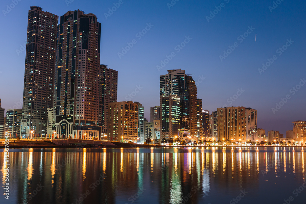 Night view of Sharjah UAE