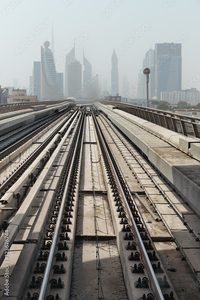 Metro subway tracks in the United Arab Emirates Metro subway tracks in the United Arab Emirates