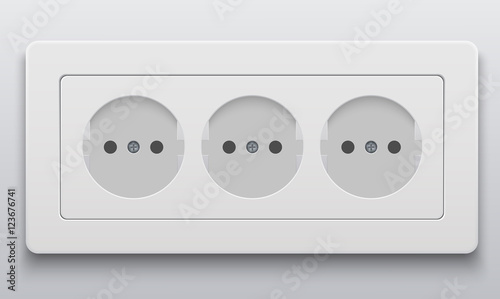 Vector modern power socket icon on light background.