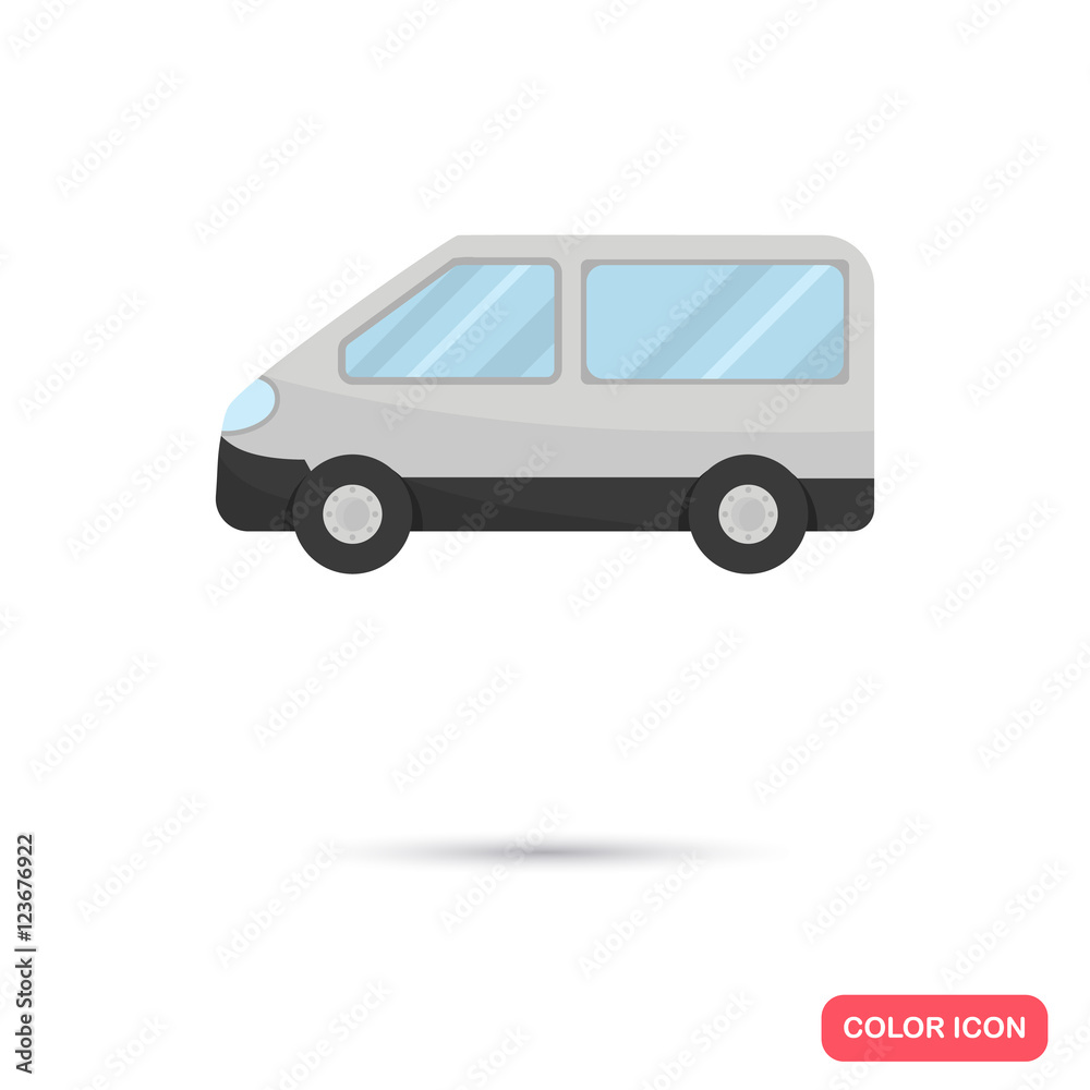 Color flat passanger car icon. Flat design