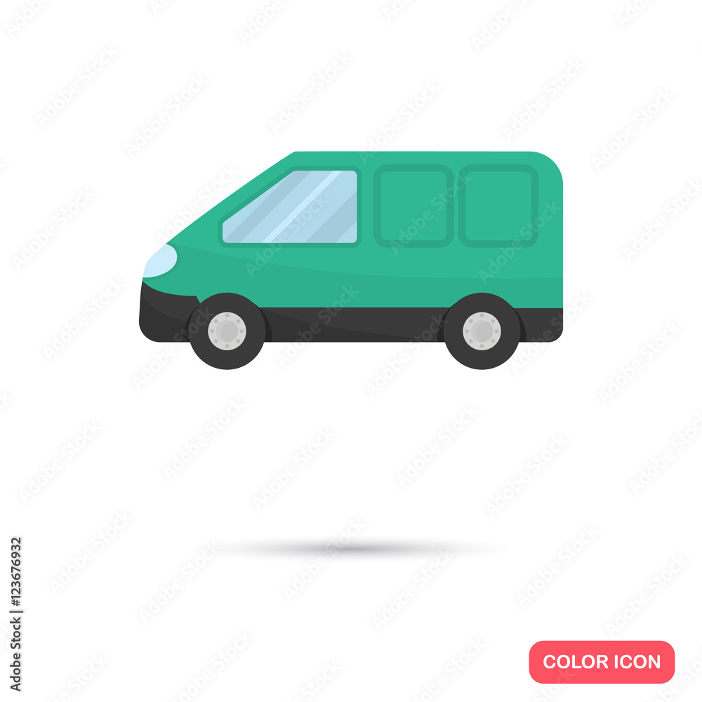 Color flat cargo auto icon. Flat design