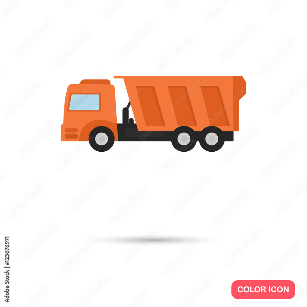 Color flat construction truck icon. Flat design Color flat construction truck icon. Flat design