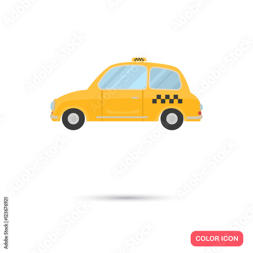 Color flat taxi icon. Flat design