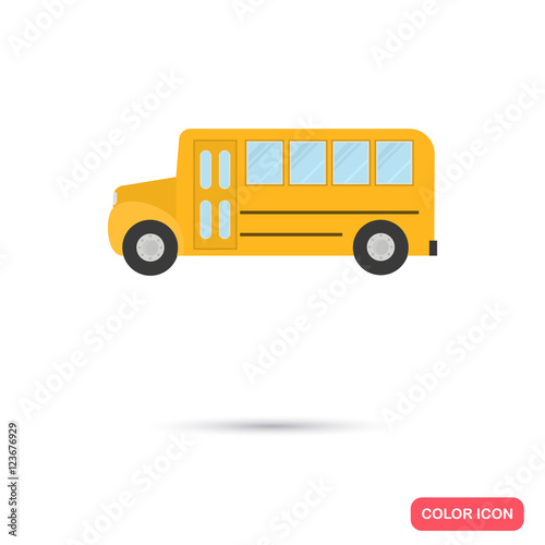 Color flat school bus icon. Flat design