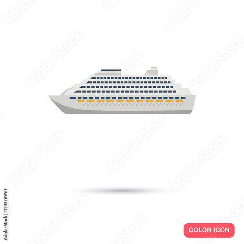 Color flat cruise ship icon. Flat design
