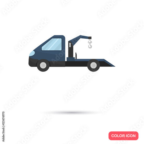 Color flat evacuator truck icon. Flat design